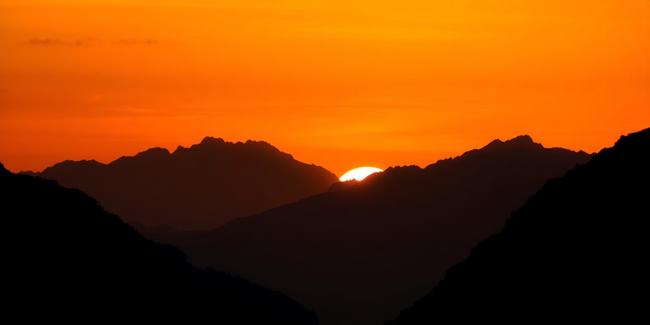 Mountain peaks in warm morning light